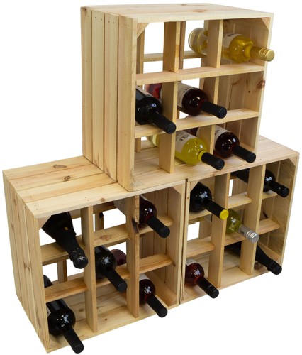3er set weinregal - set, natur